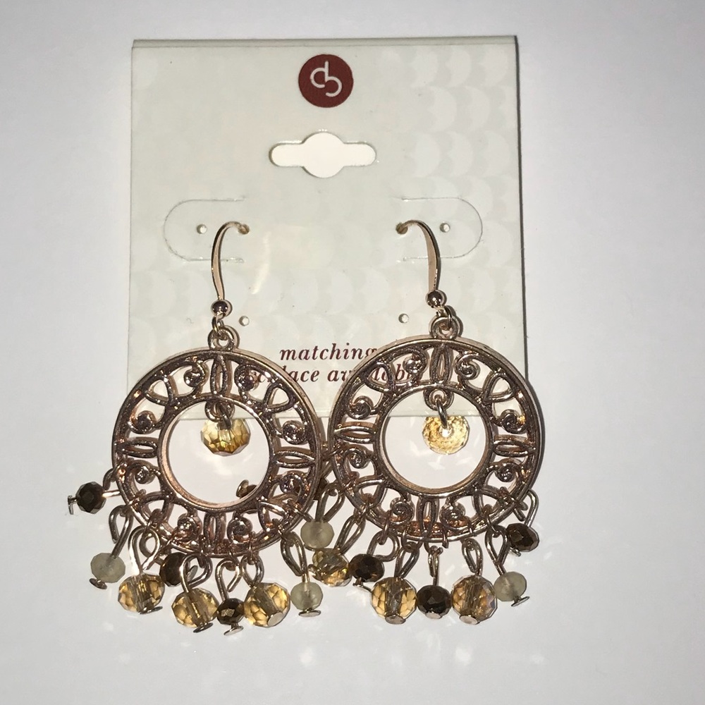 NEW Dress Barn Dangly Rose Gold Earrings